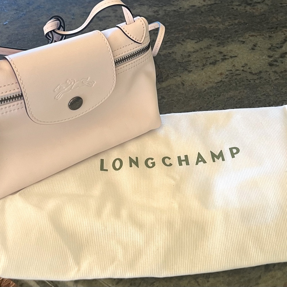 Longchamp Leather Bag Le Pillage Petal Pink Xsmall Cross Body New Sz 7.75x5x2”